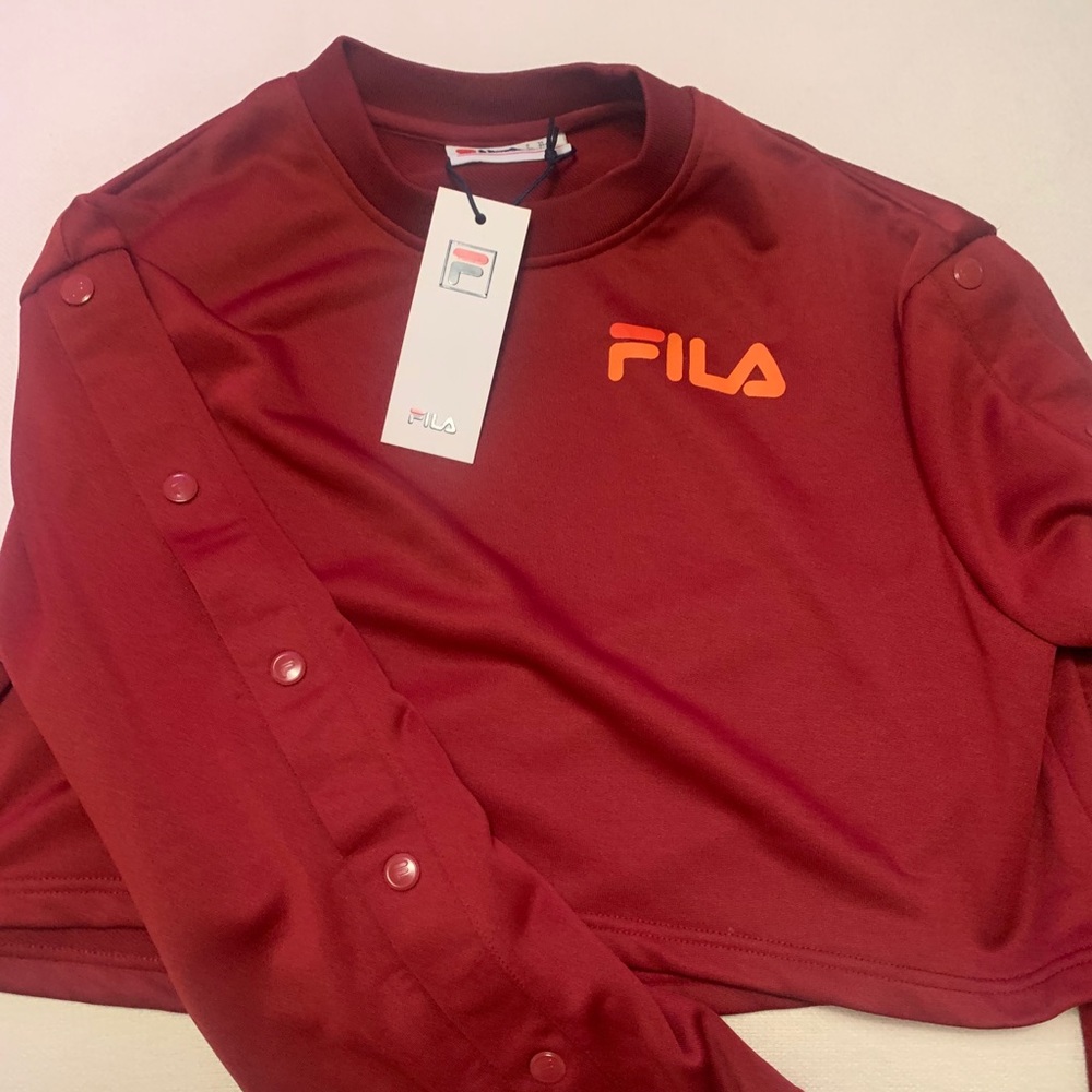 Fila cropped buttoned sleeved sweatshirt